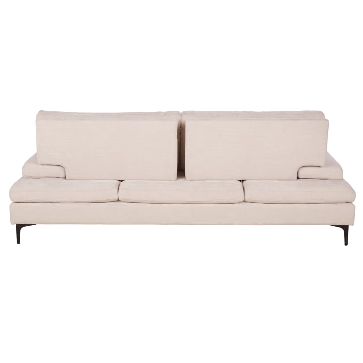 Canapé 3 places dossier avance-recule en textile velouté bleu nuit ...