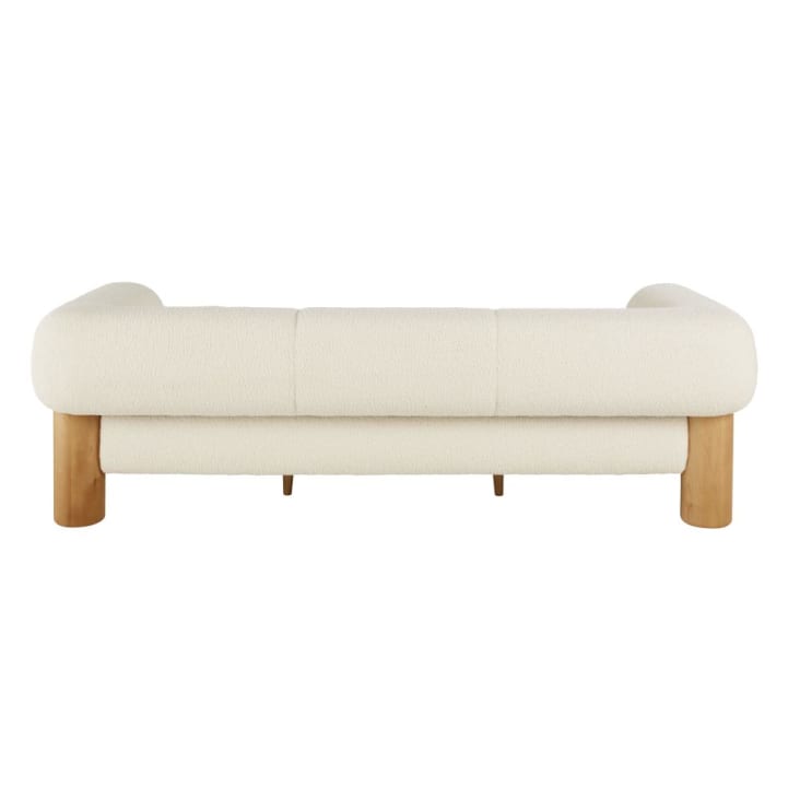 Grand canapé d'angle droit en tissu bouclette blanc POGNI