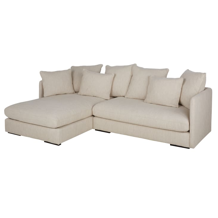 Canapé D'angle Gauche Maisons Du Monde – Suédine Noire 3/4 Places – Occasion