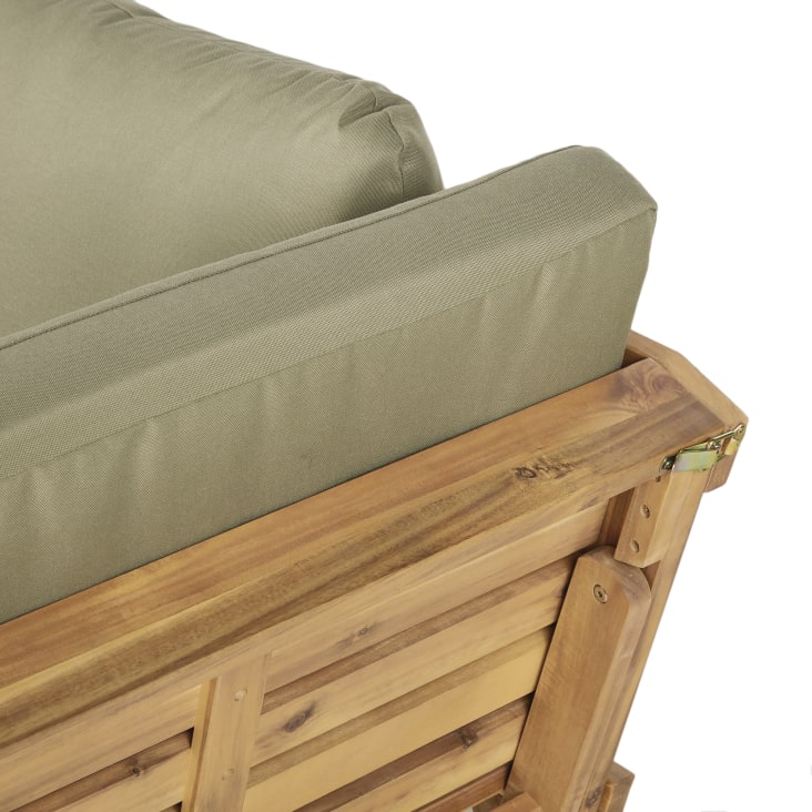 Canapé de jardin 3/4 places en bois d'acacia et polyester recyclé vert kaki-Relax cropped-4