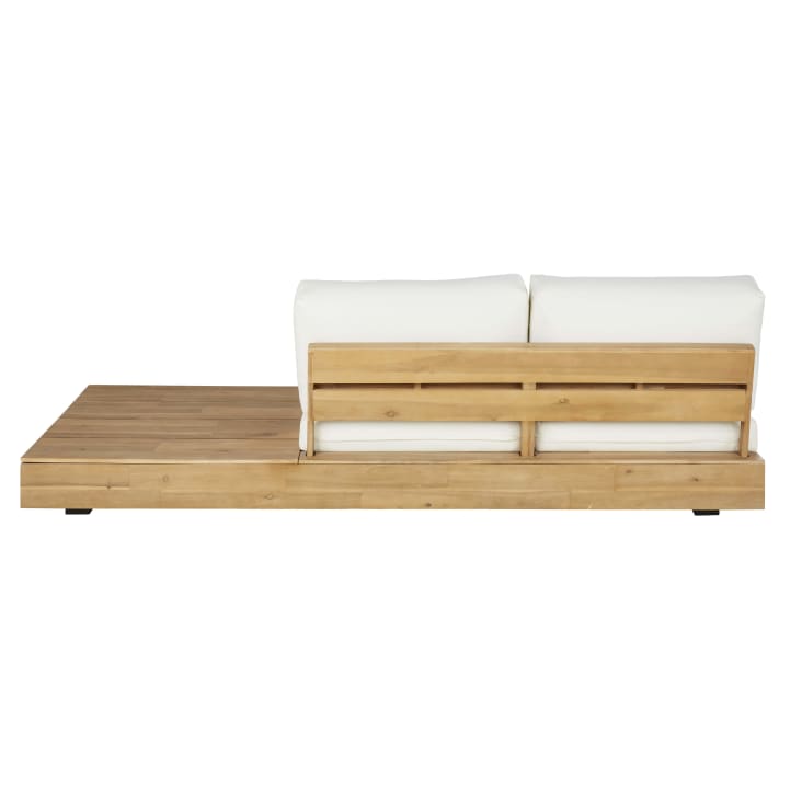 Canapé de jardin professionnel 2/3 places modulable en bois d'acacia et toile recyclée écrue-Bedia Business cropped-3