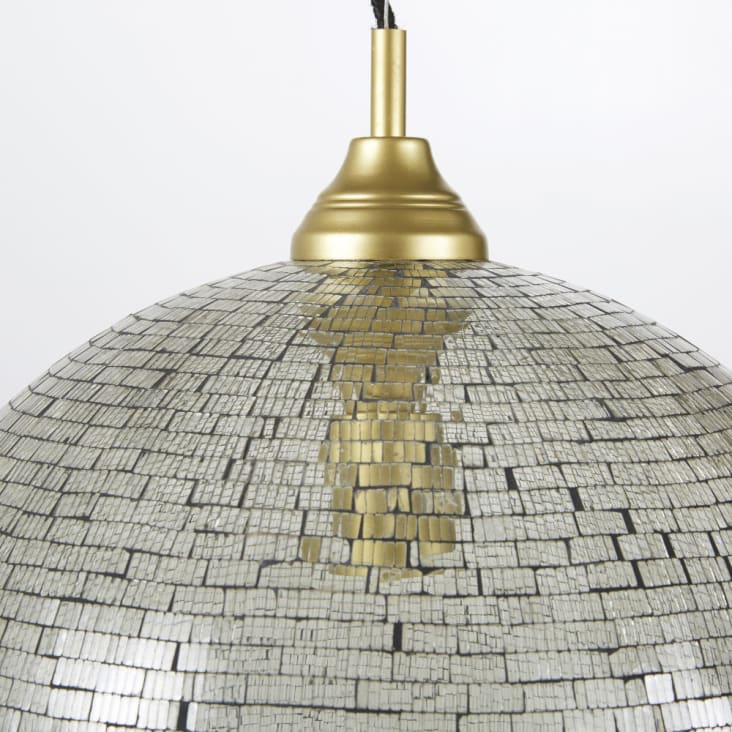 Candeeiro de teto em mosaico de vidro dourado e prateado cropped-2