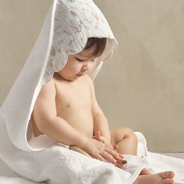 de baño para bebé de felpa color crudo y capucha de gasa algodón SAINT MALO | Maisons du Monde