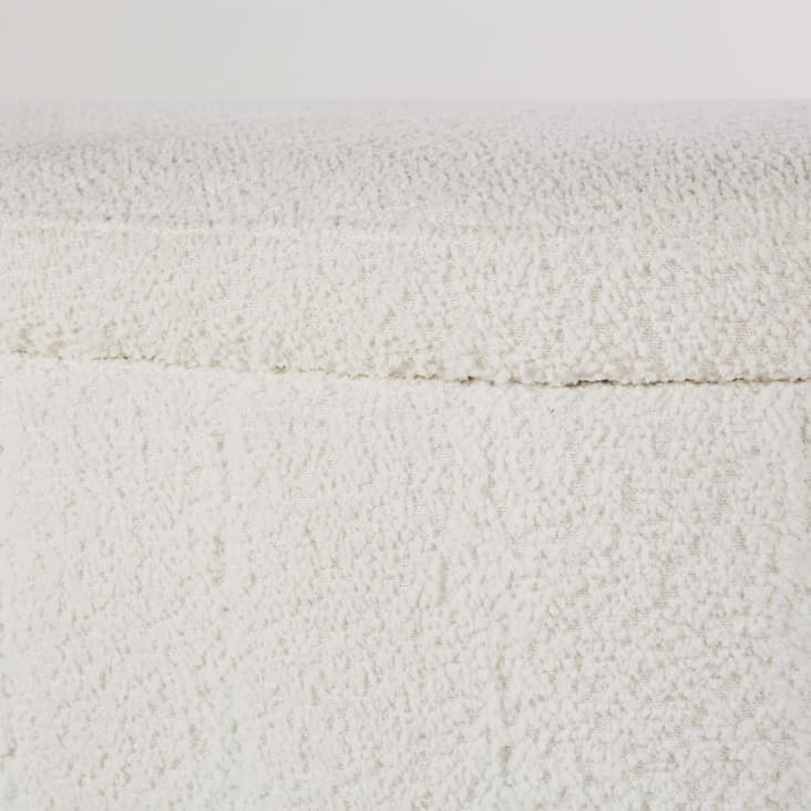 Panca Portaoggetti Betiana In Bouclé Crema – Stile Japandi Con Legno Noce – Baxton Studio