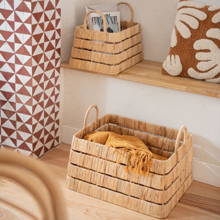 Cestino Per Scale In Vimini Naturale - Pratico E Leggero Con Manici, 38 Cm - Foto 2