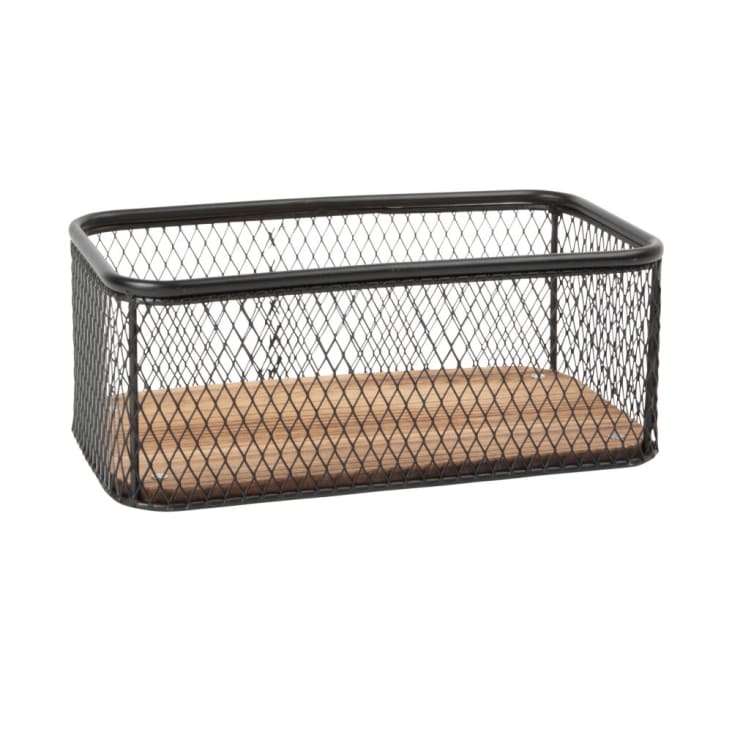 Pryma Cestino Rete in Metallo 24x29,5x33,5 cm Nero - Cestino Elegante e
