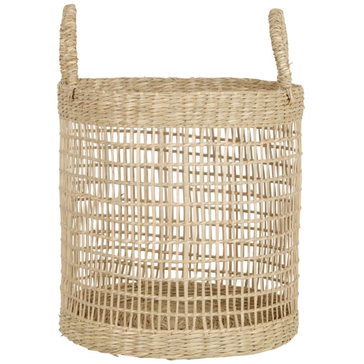 Cesto In Vimini Intrecciato Grande Con Manico E Inserto In Tessuto - MyBer, Marrone, 50x32x22 Cm - Per Spesa, Picnic O Decorazione - 4