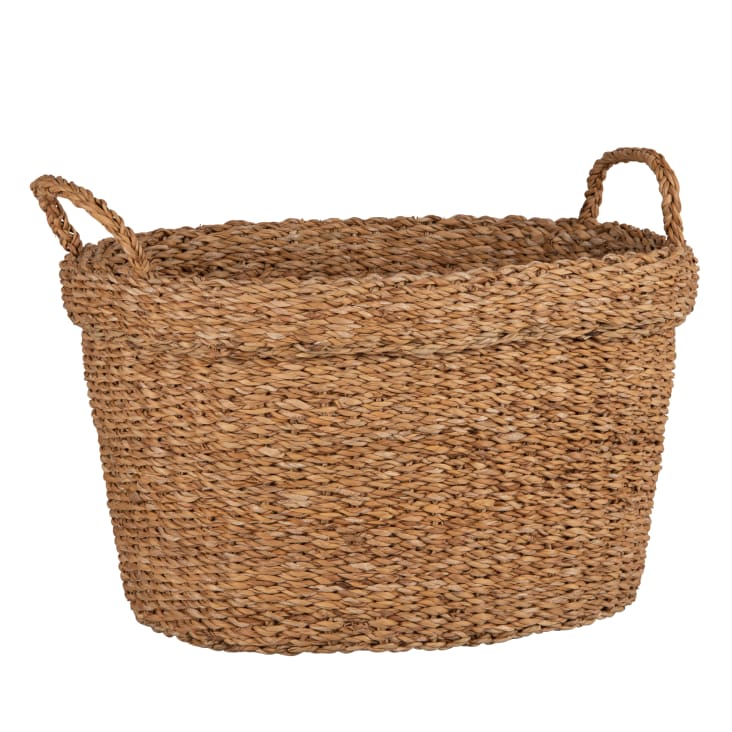 Cesto Grande In Vimini Intrecciato K1-004 - 50x35x38 Cm, Con Inserti In Tessuto Rimovibile, Fatto A Mano