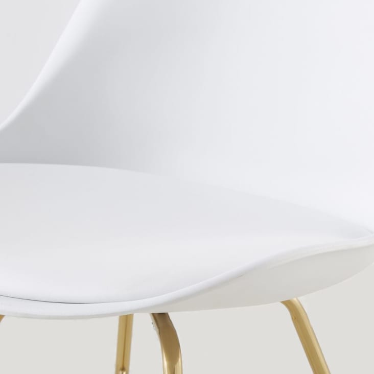 Chaise à bouclettes blanches et métal chromé doré Ginette