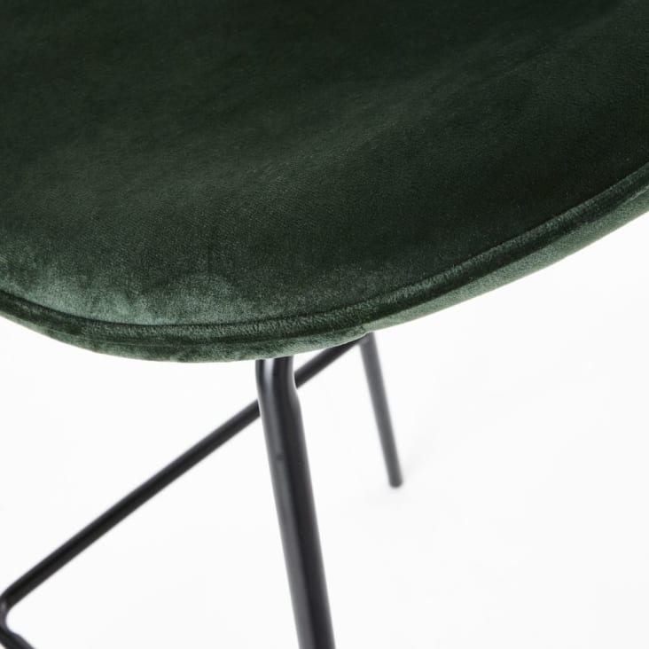 Chaise de bar en velours vert et métal noir H73-Luna cropped-4