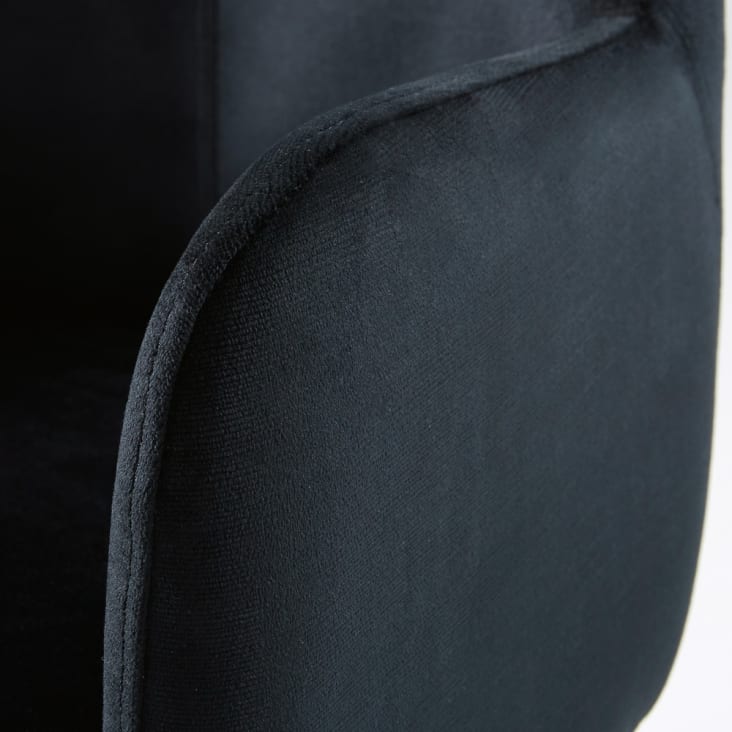 Chaise de bar professionnelle vintage en velours noir H110-Doris Business cropped-3