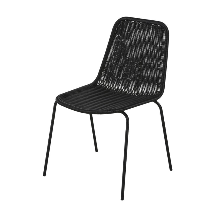 Chaise de jardin en résine et métal noirs-Boavista