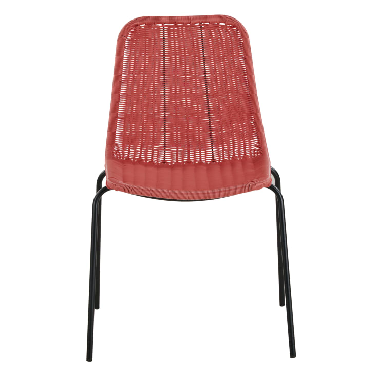 Chaise de jardin en résine recyclée terracotta et métal noir-Boavista cropped-2