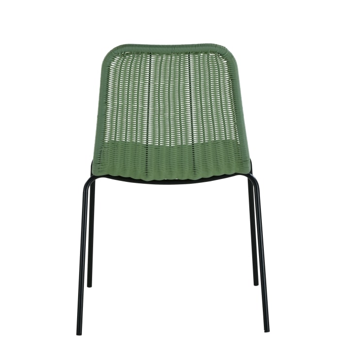 Chaise de jardin en résine vert kaki et métal noir-Boavista cropped-3