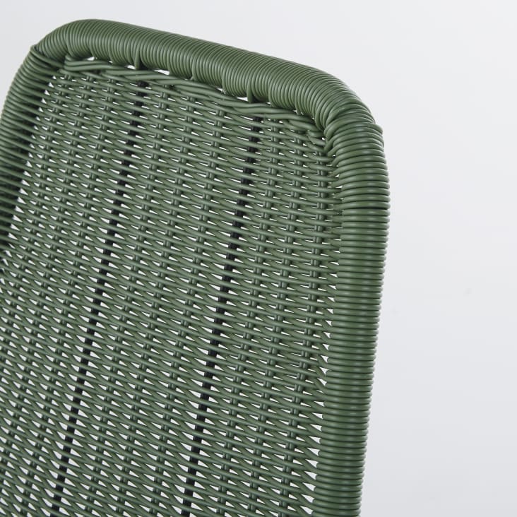 Chaise de jardin en résine vert kaki et métal noir-Boavista cropped-4