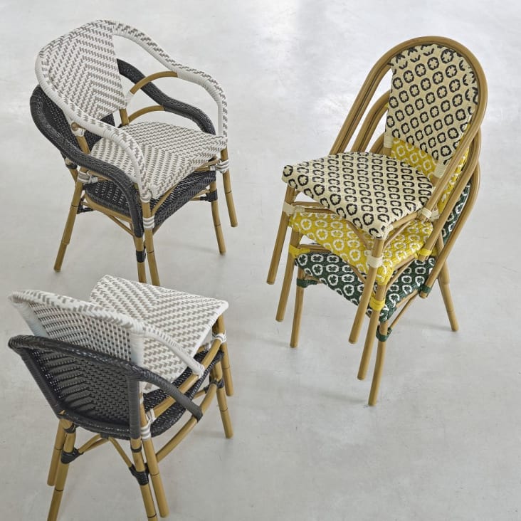 Chaise de jardin professionnelle en résine tressée blanche/beige H88-Kafe Business ambiance-11