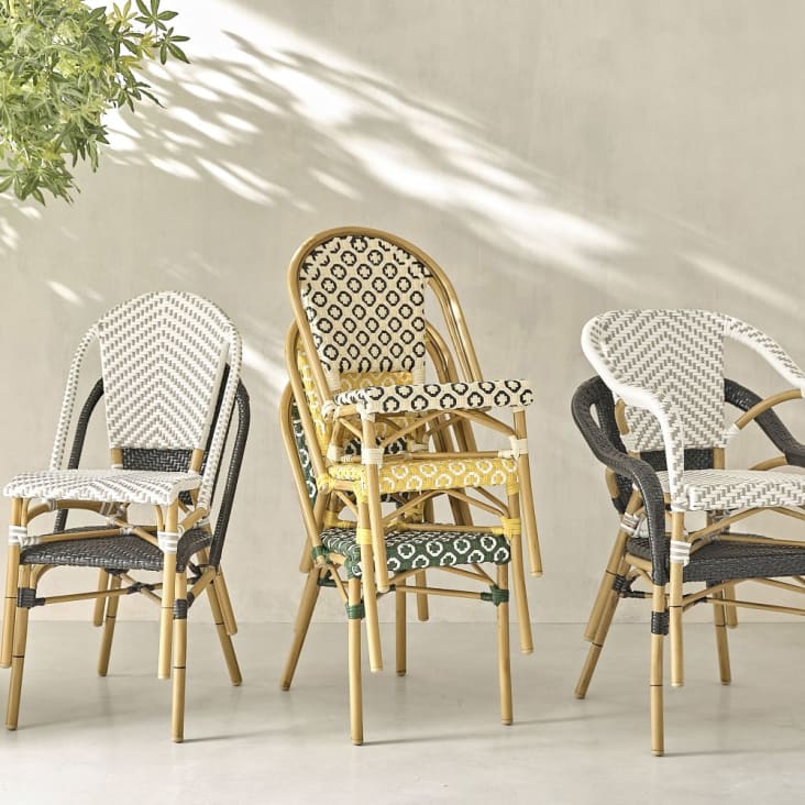 Chaise de jardin professionnelle en résine tressée blanche/beige H88-Kafe Business ambiance-12
