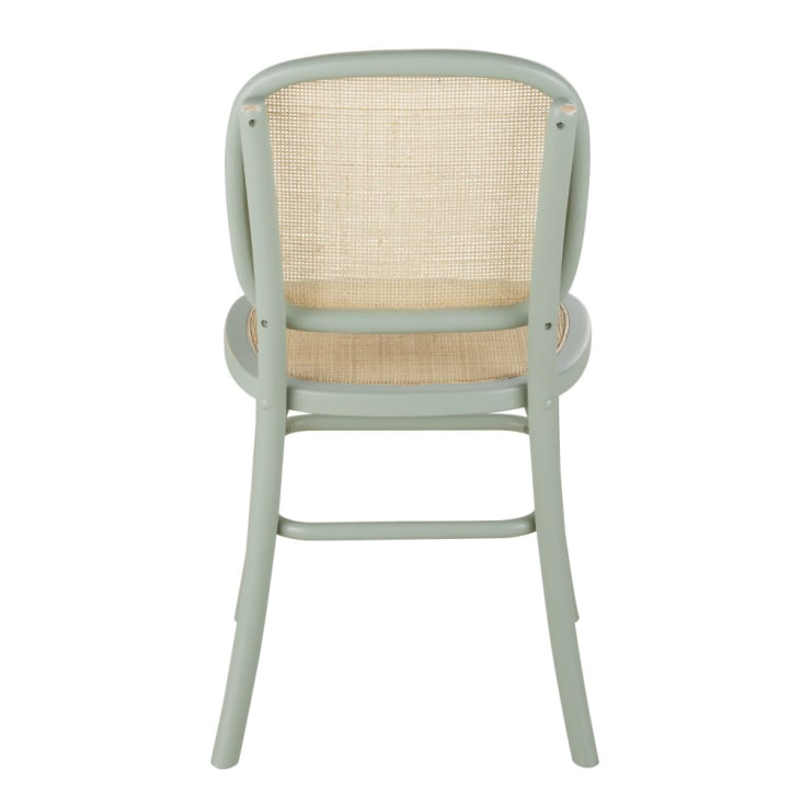 Chaise en bois de hêtre vert kaki effet vieilli cannage en rotin-Esta cropped-3
