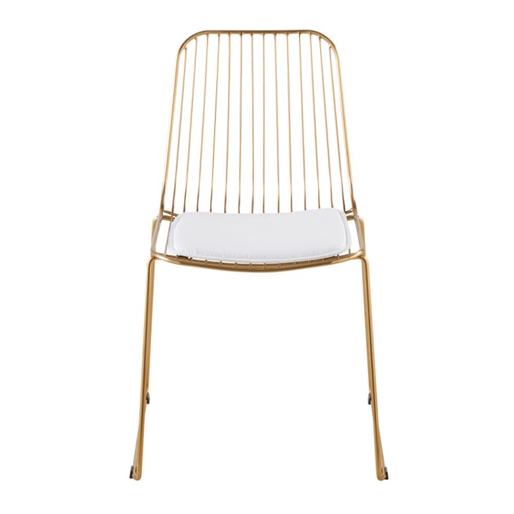 Chaise en métal doré et coussin blanc-Huppy cropped-2