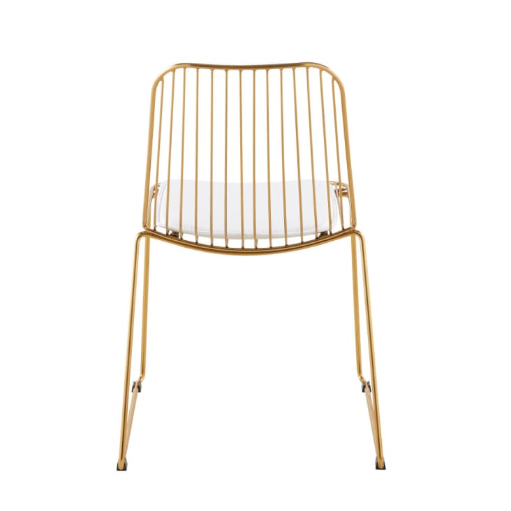 Chaise en métal doré et coussin blanc-Huppy cropped-3