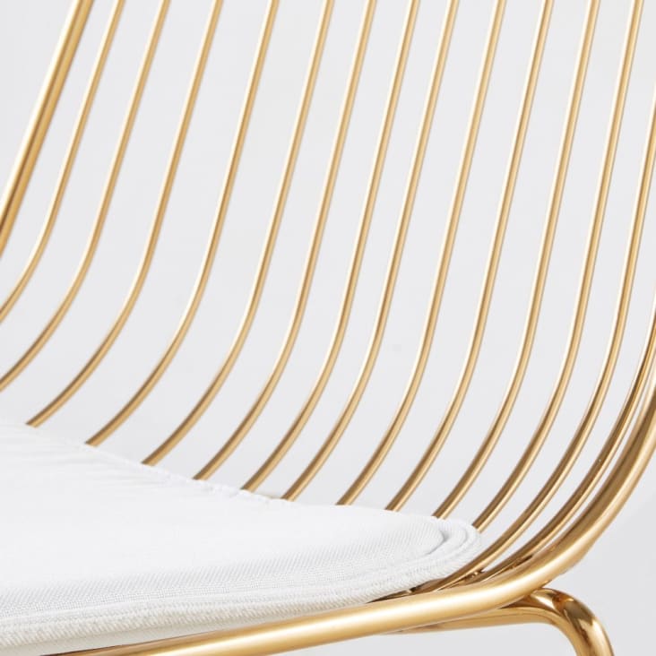 Chaise en métal doré et coussin blanc-Huppy cropped-4