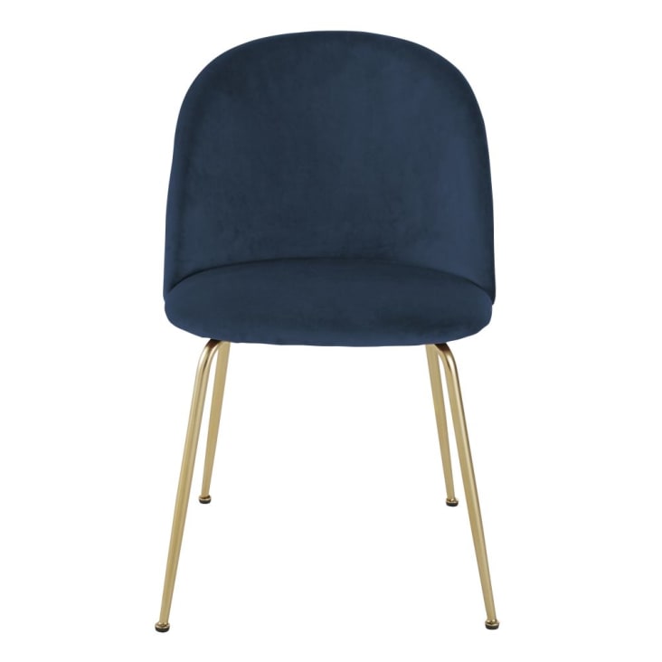 Chaise en velours bleu foncé-Ginette cropped-2