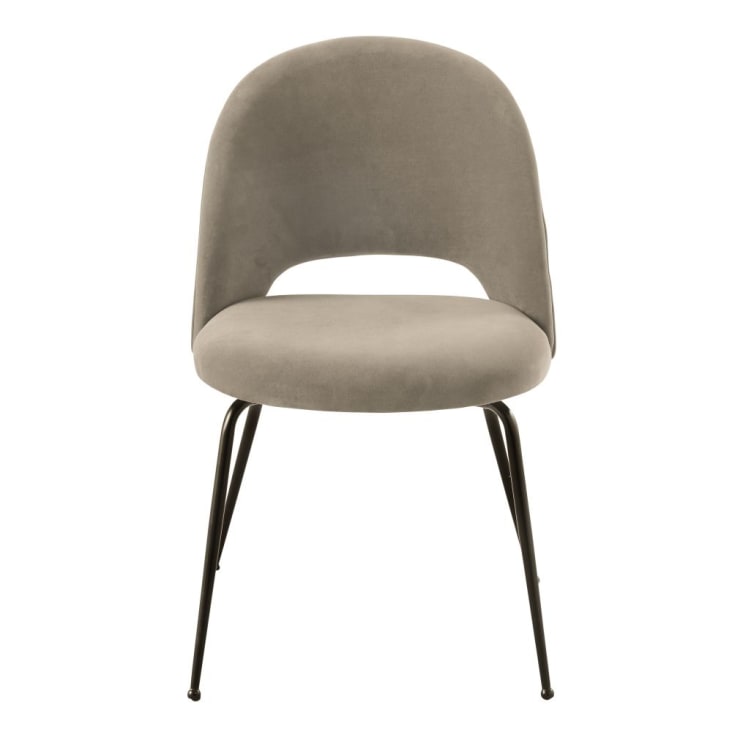 Chaise en velours de coton beige capuccino et métal noir-Isys cropped-2