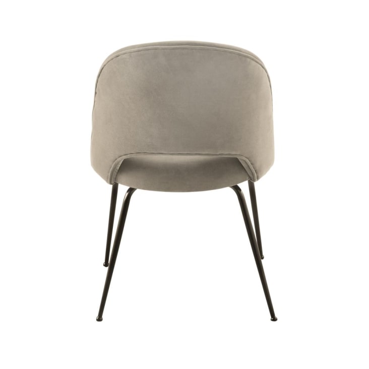 Chaise en velours de coton beige capuccino et métal noir-Isys cropped-3