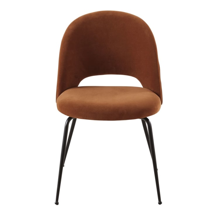 Chaise en velours de coton orange écureuil et métal noir-Isys cropped-2