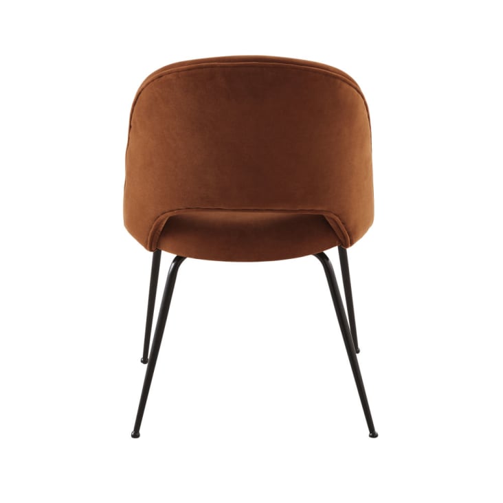 Chaise en velours de coton orange écureuil et métal noir-Isys cropped-3