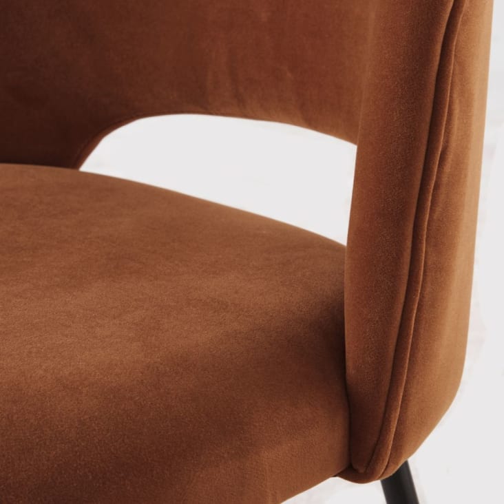 Chaise en velours de coton orange écureuil et métal noir-Isys cropped-4