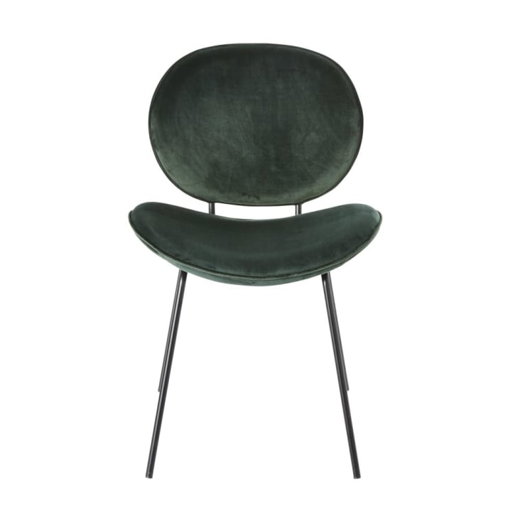 Chaise en velours vert et métal noir-Luna cropped-2