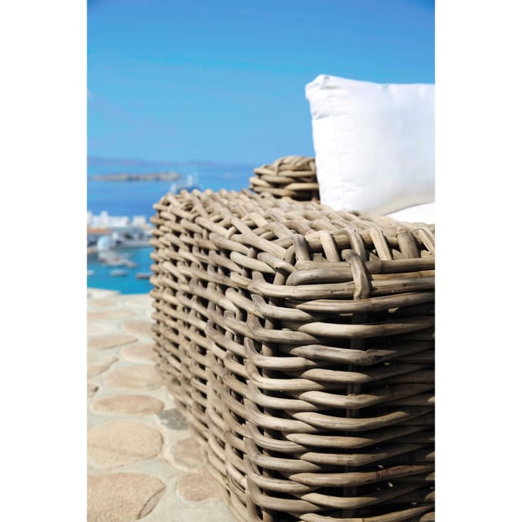 Chaise longue da giardino in rattan e cuscini écru-St Tropez ambiance-8