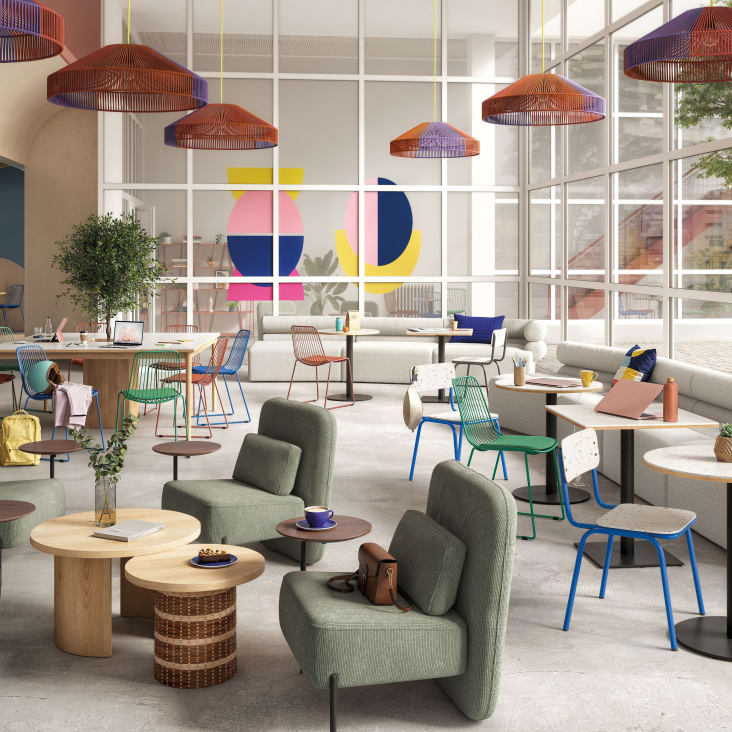 Chaise longue voor modulaire zetel in gerecycleerde stof voor