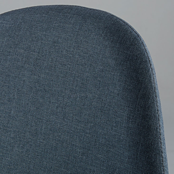 Chaise style scandinave bleu jean et métal imitation chêne-Clyde detail-3