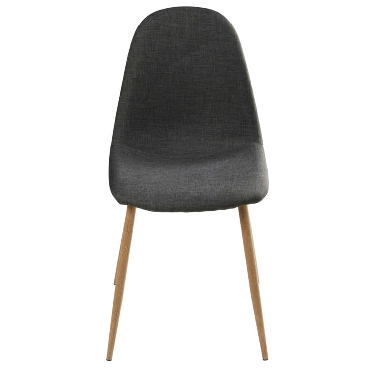 Chaise style scandinave gris anthracite et métal imitation chêne-Clyde cropped-2