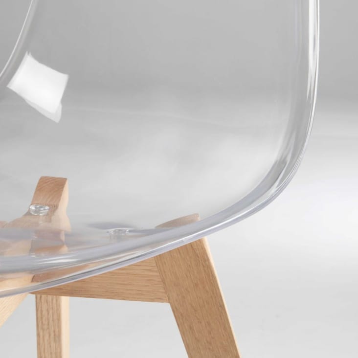 Chaise style scandinave transparente et chêne Ice