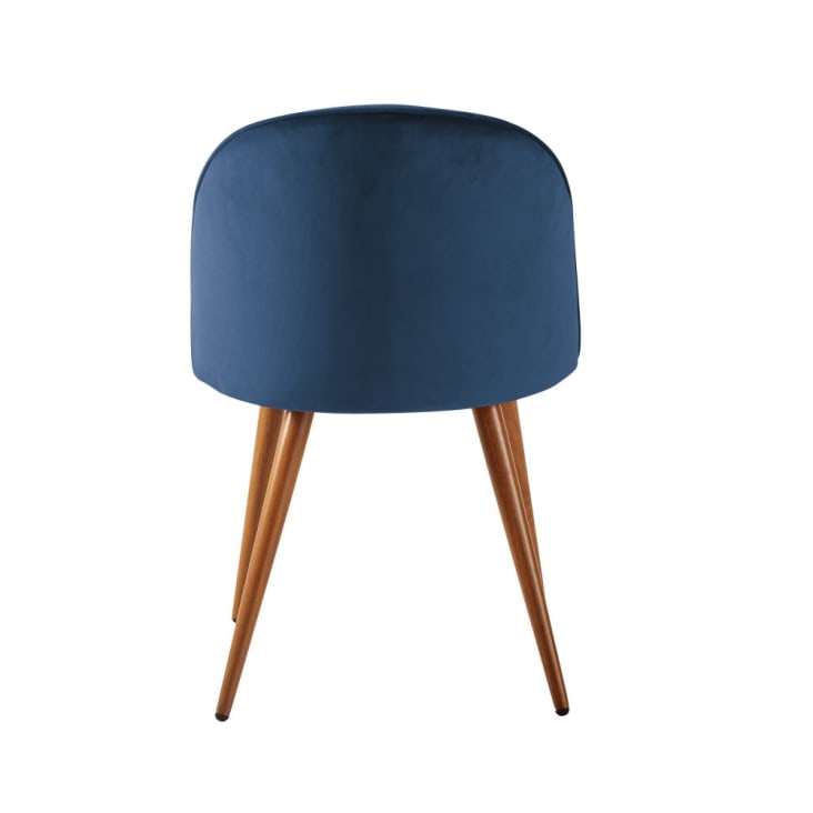 Chaise vintage bleu nuit et métal imitation chêne-Mauricette cropped-3