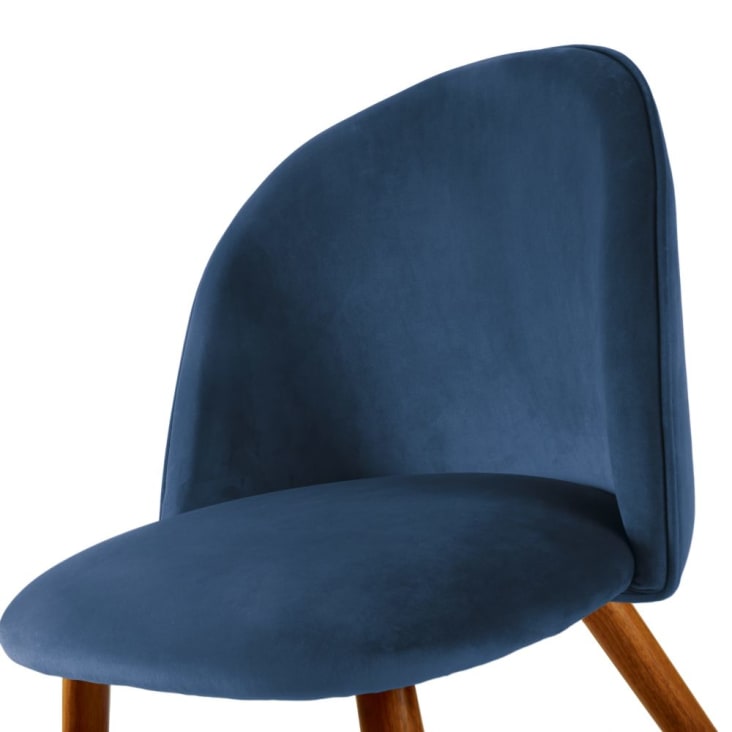 Chaise vintage bleu nuit et métal imitation chêne-Mauricette cropped-4