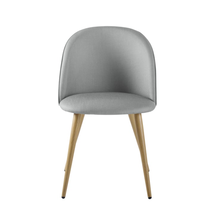 Chaise vintage gris acier et métal imitation chêne-Mauricette cropped-2