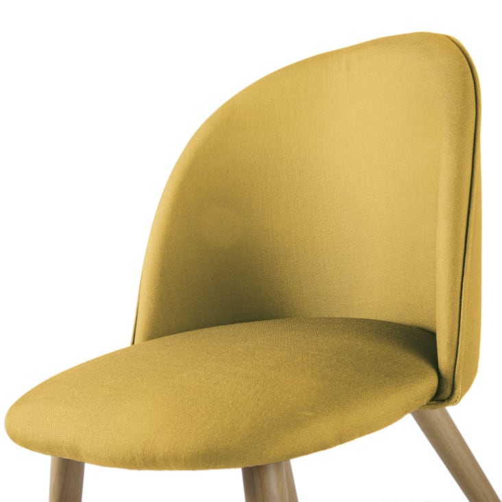 Chaise vintage jaune moutarde et métal imitation chêne-Mauricette cropped-4