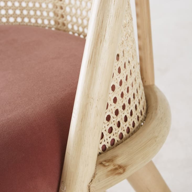 Chaise vintage en imitation fourrure ivoire et bouleau Mauricette