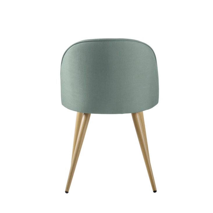 Chaise vintage vert de gris et métal imitation chêne-Mauricette cropped-3