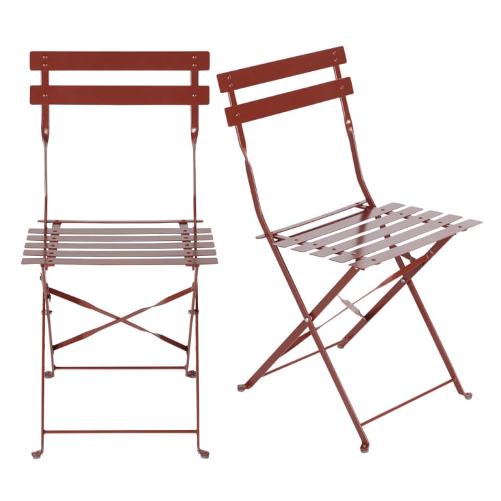 Chaises de jardin professionnelles en métal terracotta (x2)-Guinguette Business