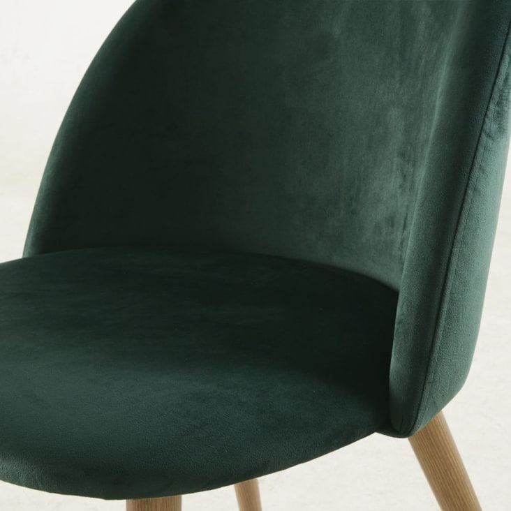 Chaises professionnelles vintage en velours recyclé vert et métal imitation  chêne (x2) Mauricette BUSINESS