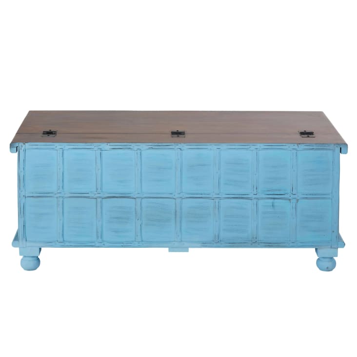 Seconde Chance - Coffre En Bois D'acacia Massif Bleu L 125 Cm MAHARANI - État Correct | Maisons
