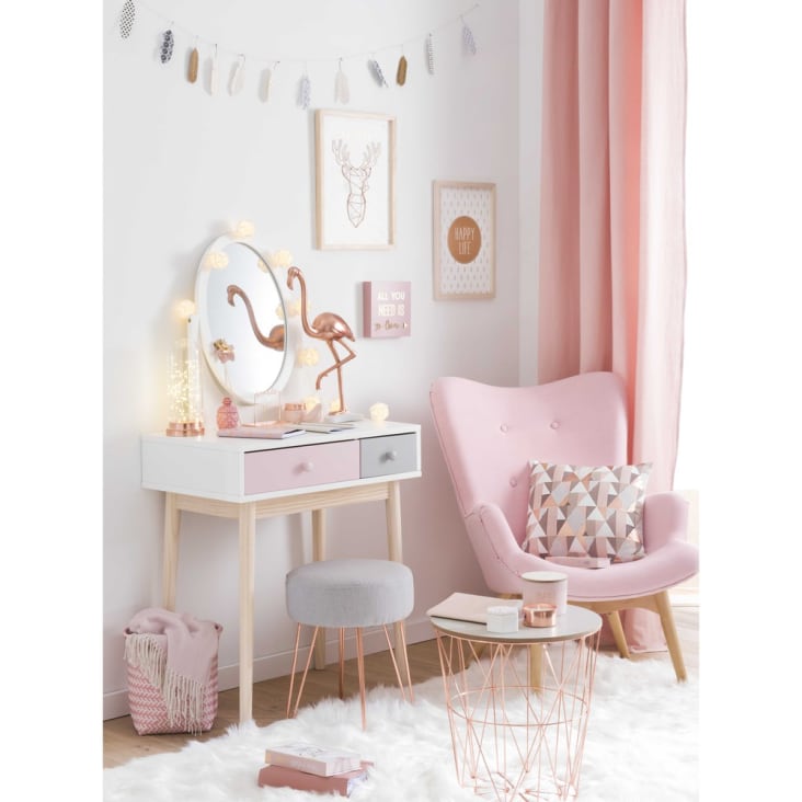 Coiffeuse vintage bianca e rosa-Blush ambiance-10