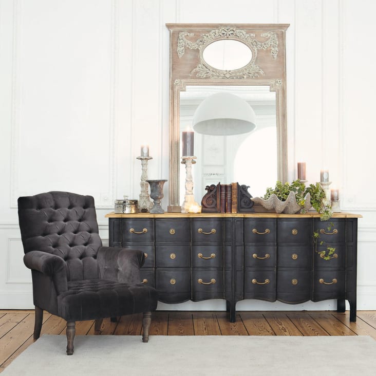 Commode double 6 tiroirs noire-Versailles ambiance-6