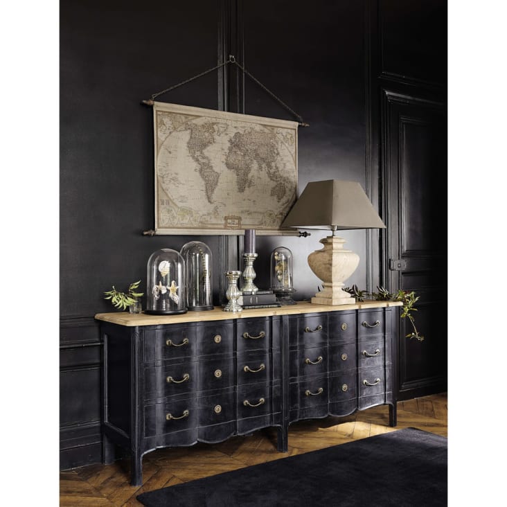 Commode double 6 tiroirs noire-Versailles ambiance-9