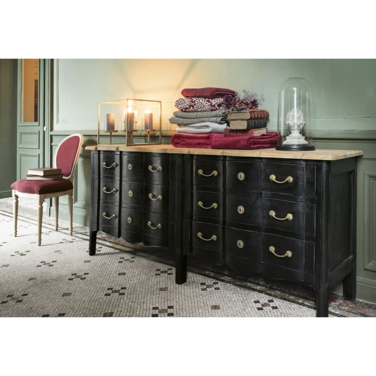 Commode double 6 tiroirs noire-Versailles ambiance-7